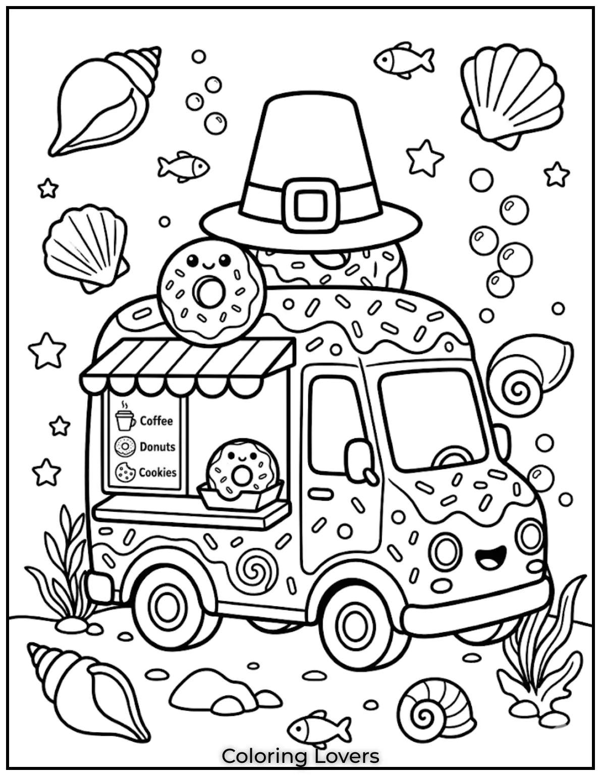 Truck Donut Coloring Pages