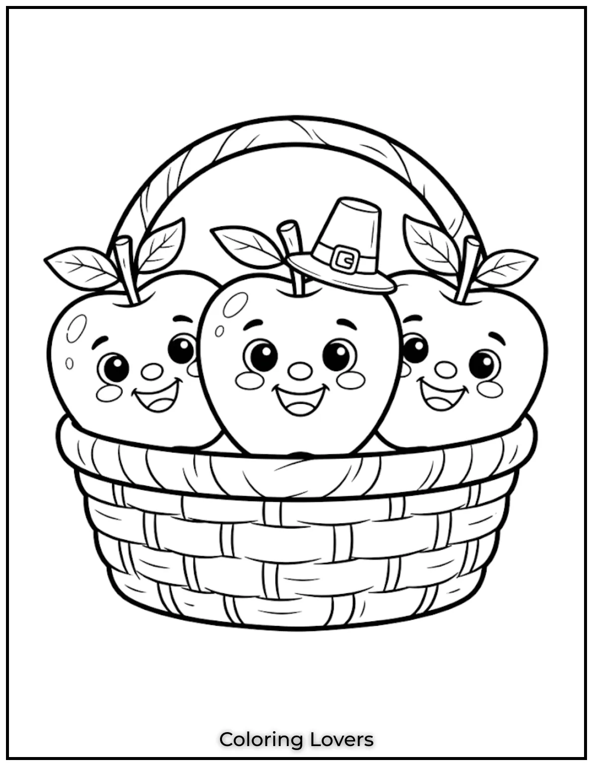 Fill a basket of fresh apples with bright colors. Large shapes keep every coloring moment simple and relaxing.