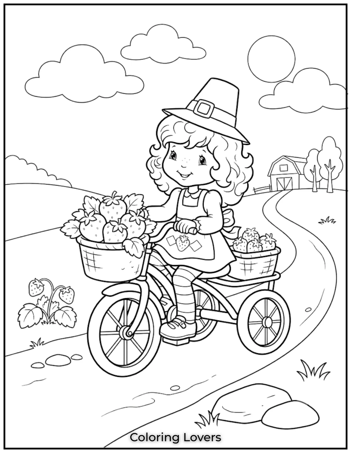 Amazing Strawberry Coloring Pages You'll Love Today 10 Bicycle Strawberry Coloring Page