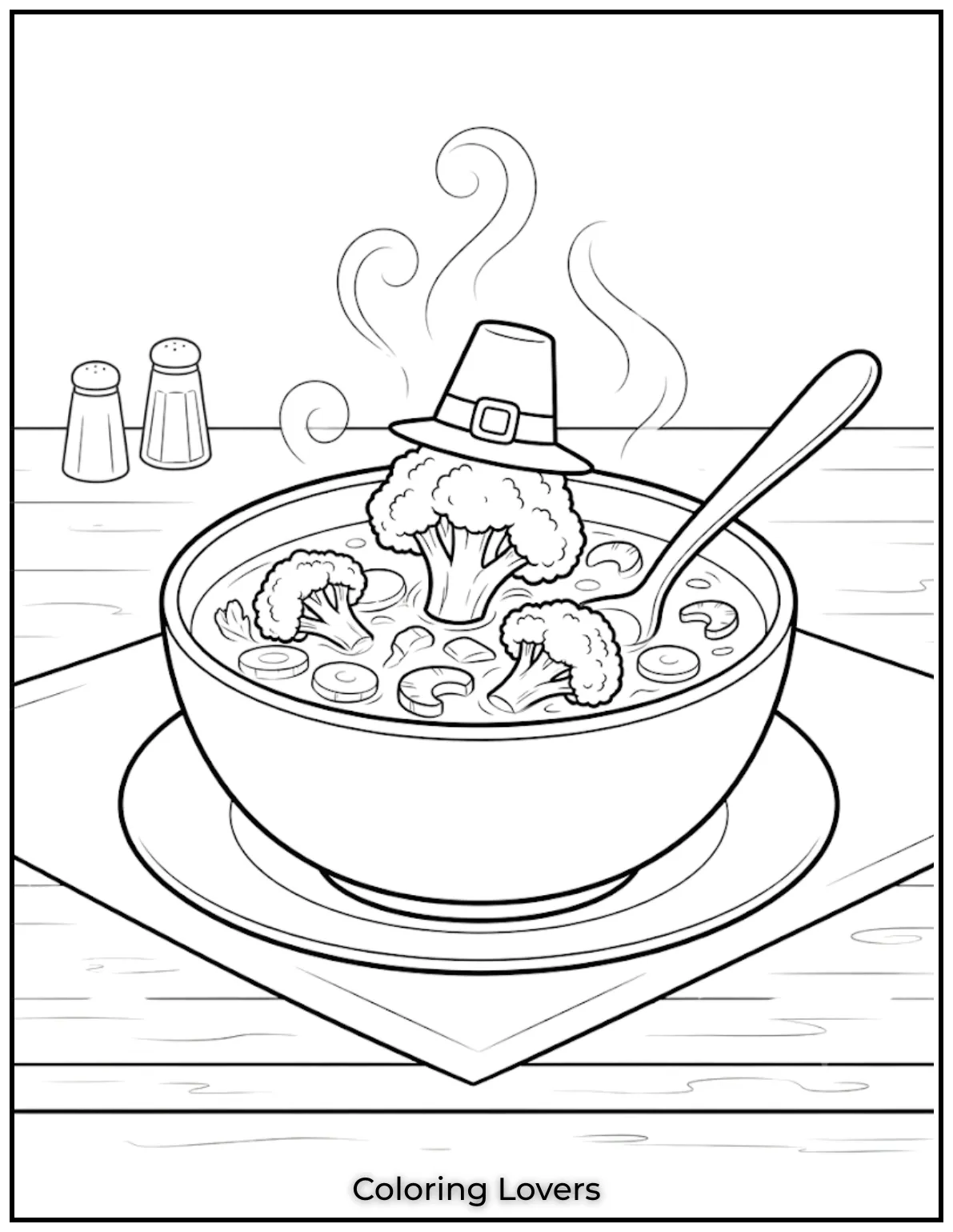 Bowl Broccoli Coloring Page