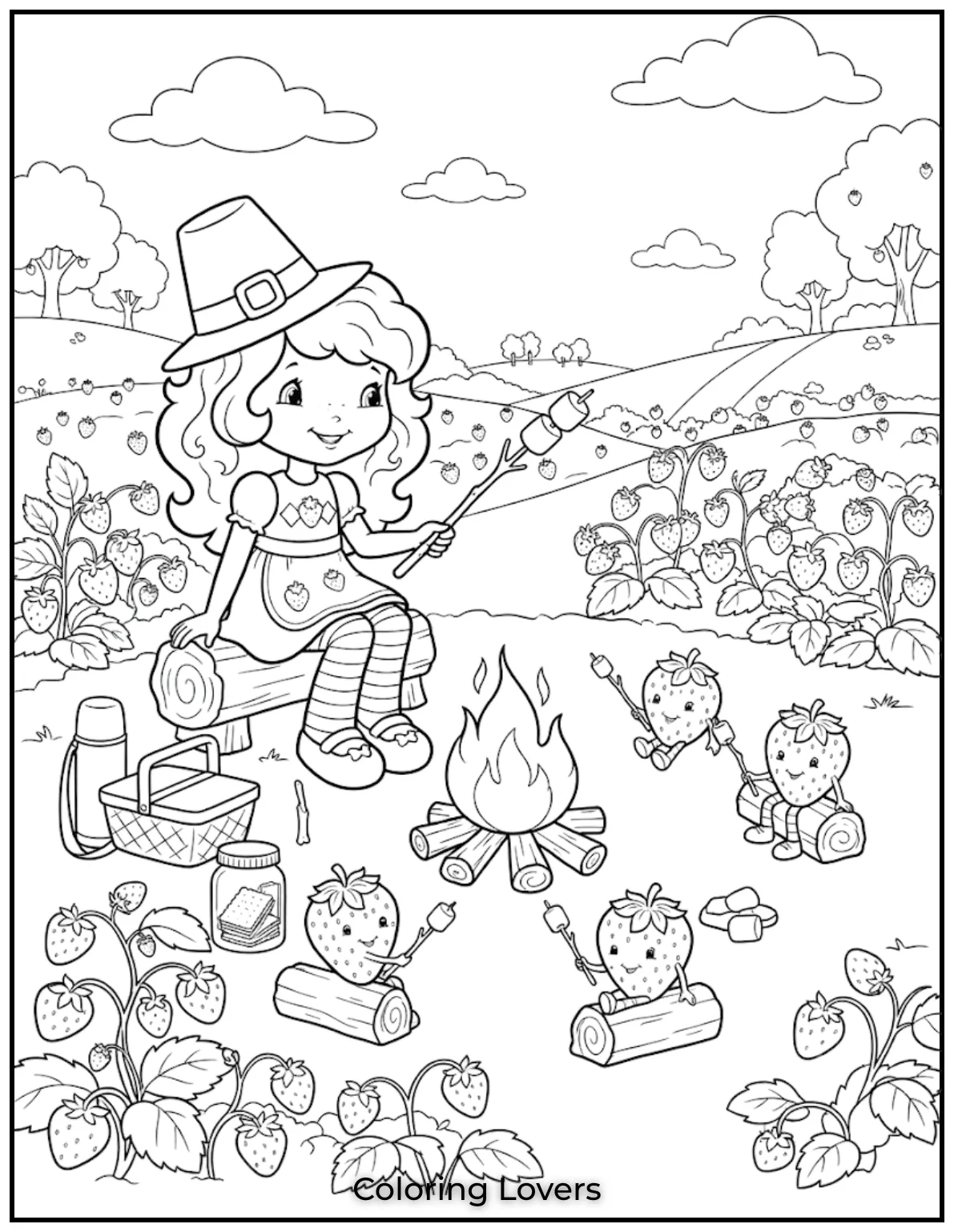 Amazing Strawberry Coloring Pages You'll Love Today 7 Camping Strawberry Coloring Page
