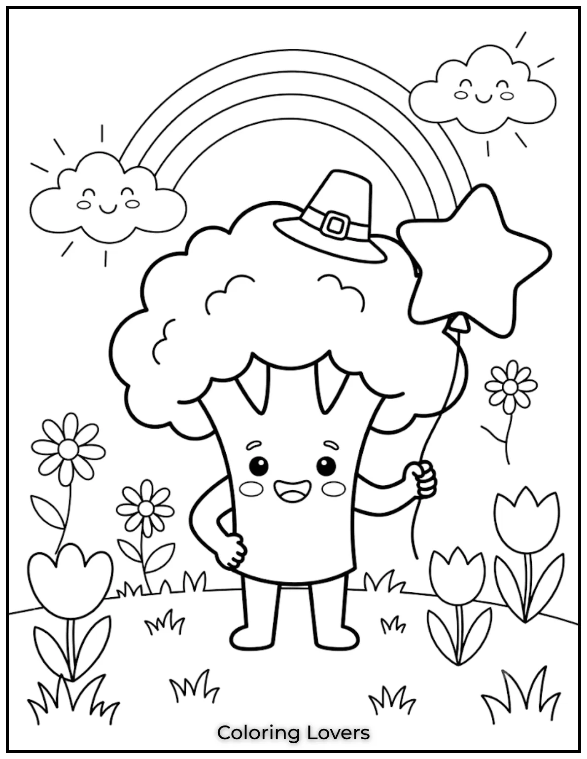 Cartoon Broccoli Coloring Page