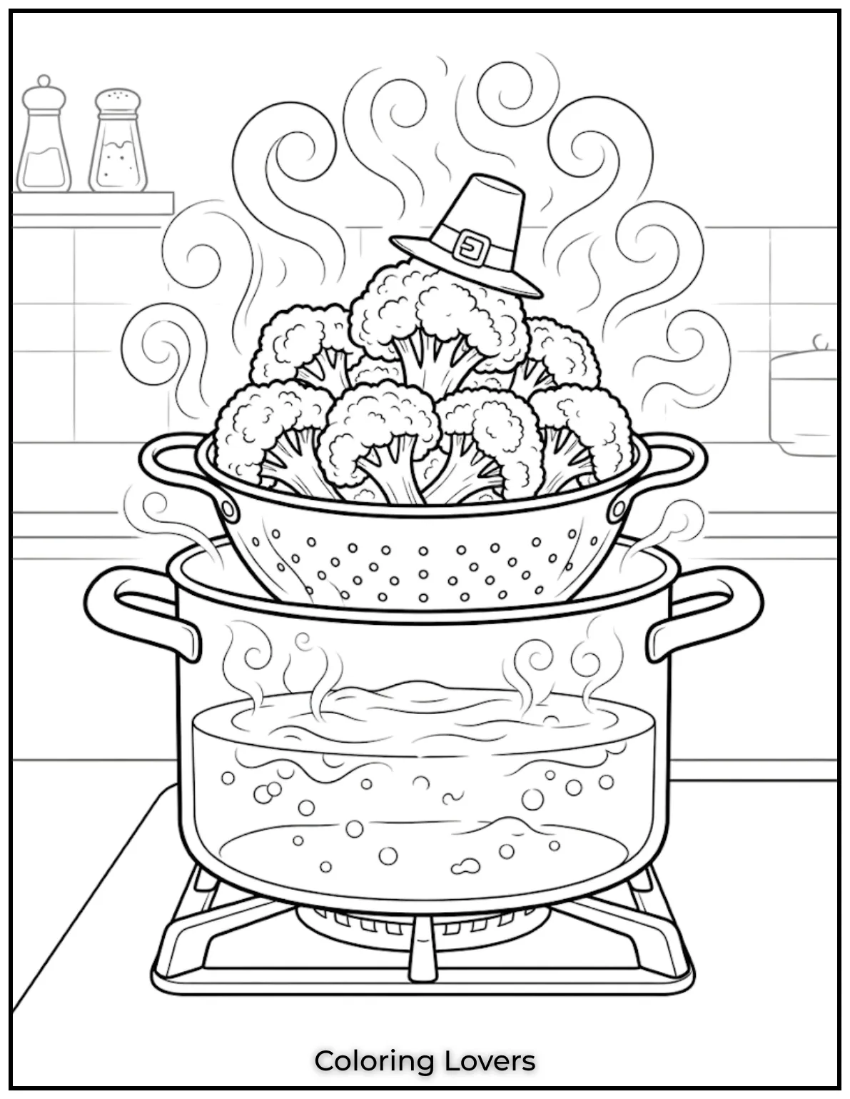 Cooking Broccoli Coloring Page
