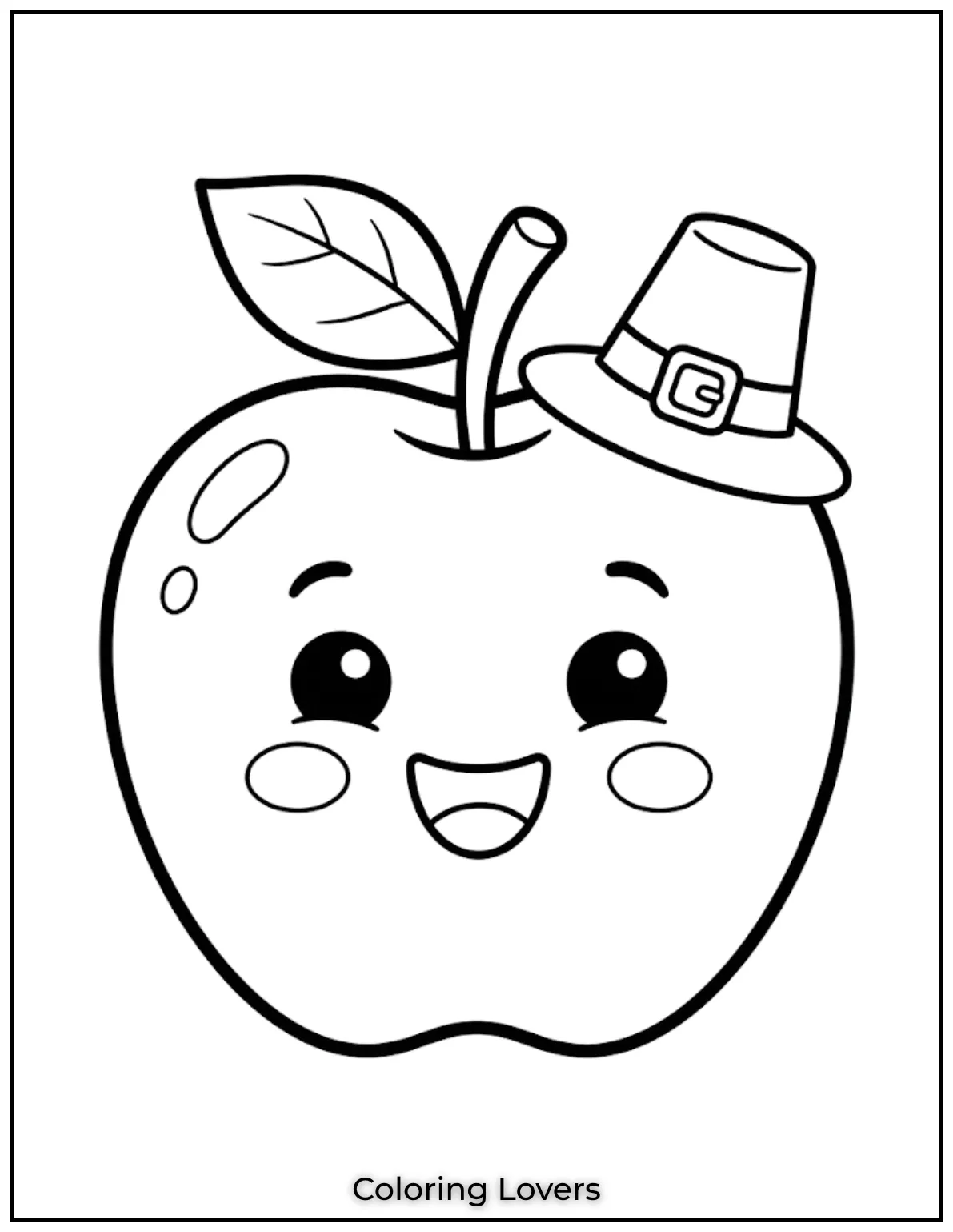 This little apple looks adorable with a sweet face, clean outlines, and lots of open coloring space everywhere.