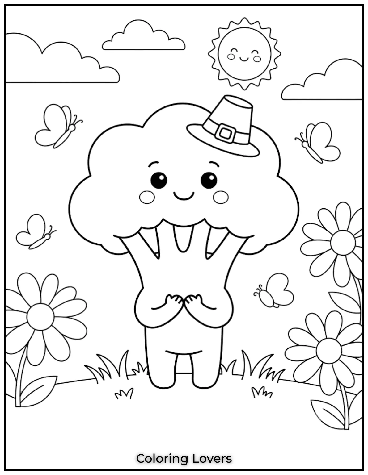 Cute Broccoli Coloring Page