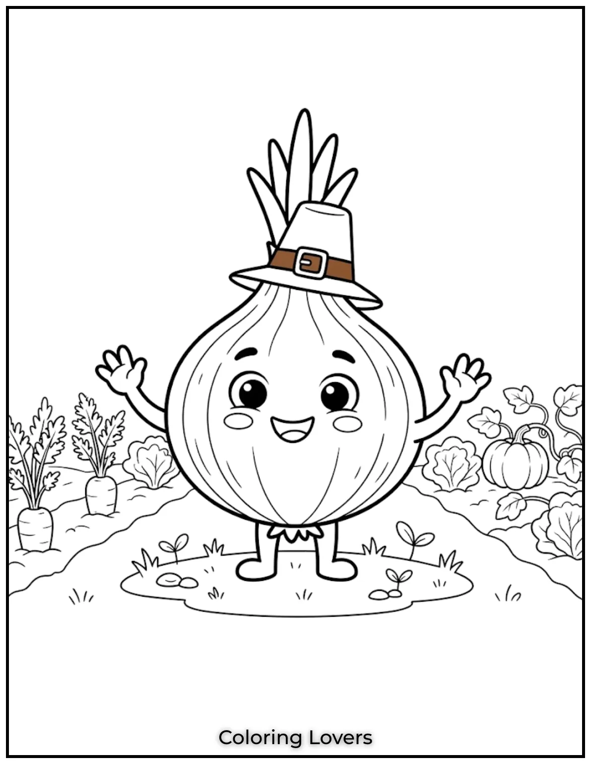 Cute Onion Coloring Page