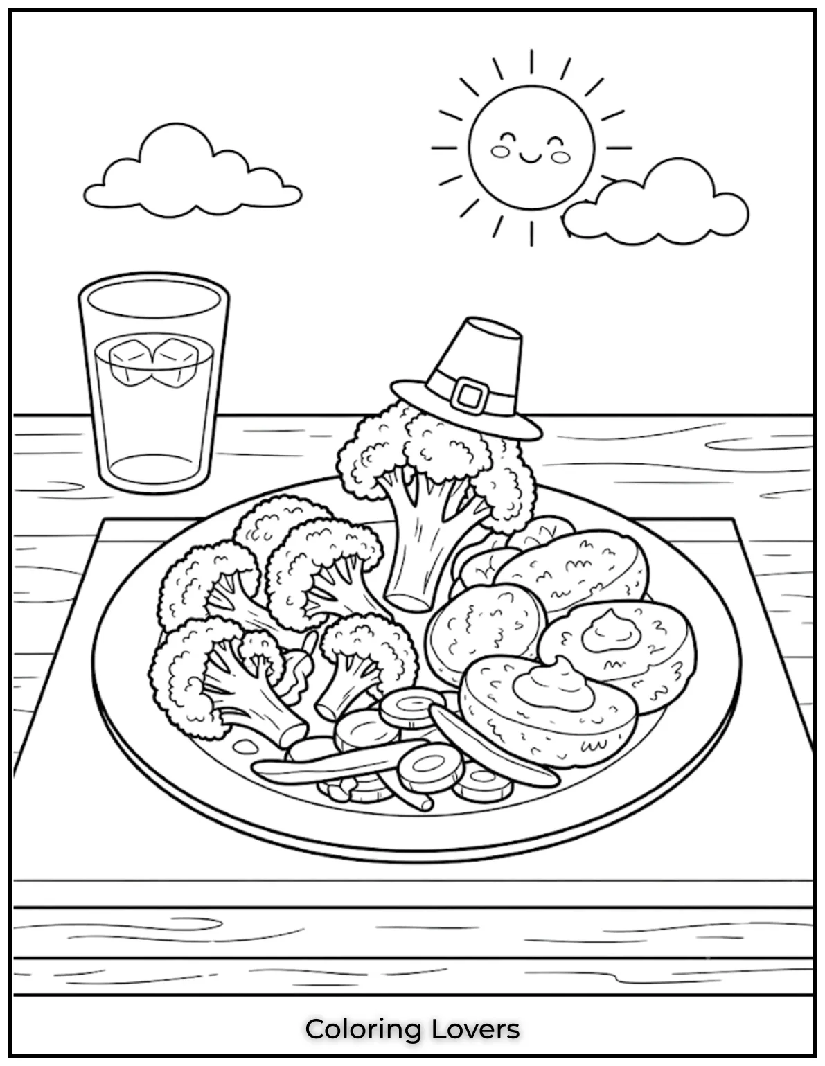 Dinner Broccoli Coloring Page