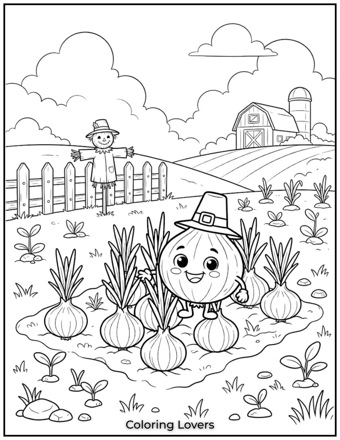 Farm Onion Coloring Page