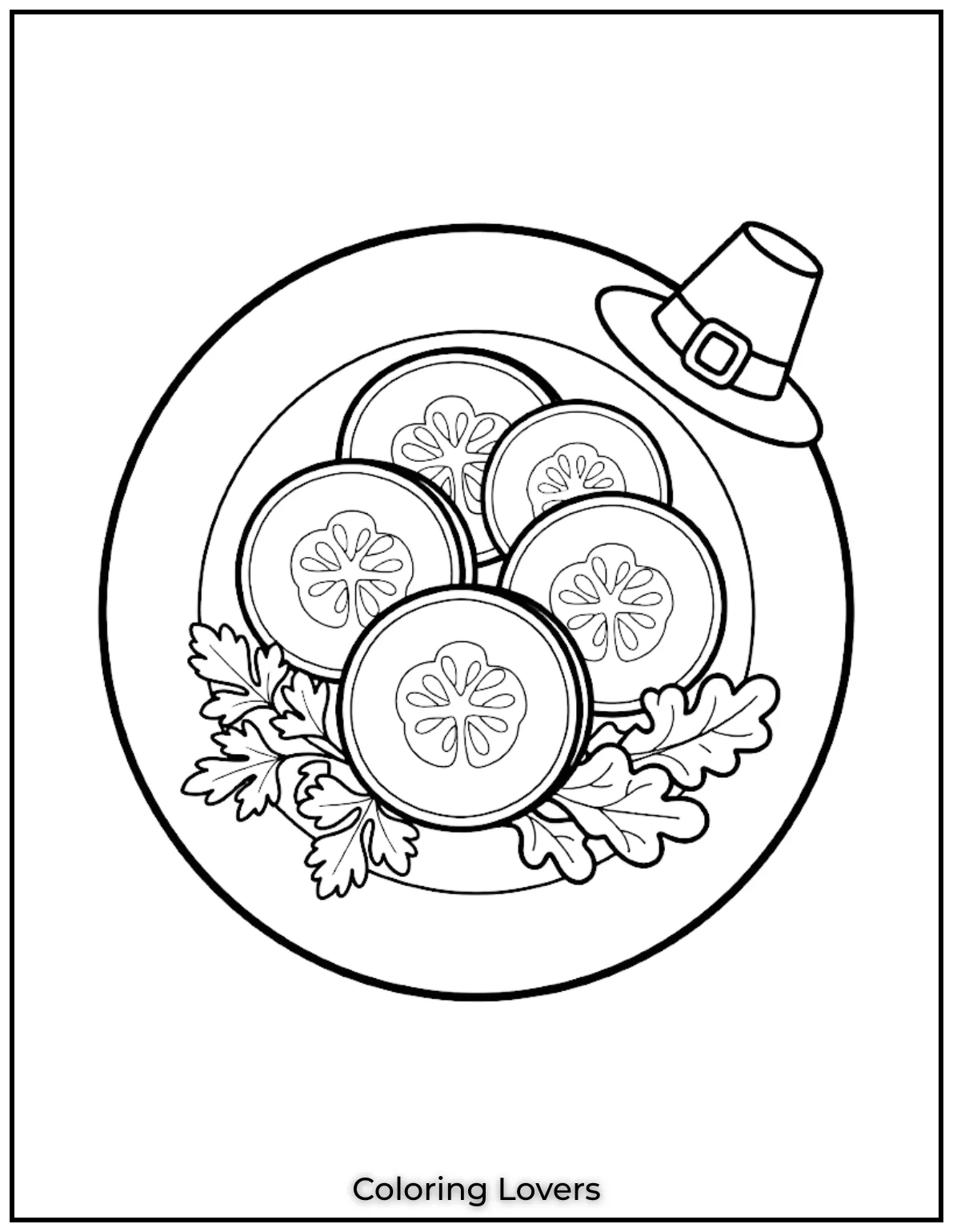 Neatly arranged cucumber slices display crisp textures, visible seeds, and spacious outlines for enjoyable printable coloring every single time.