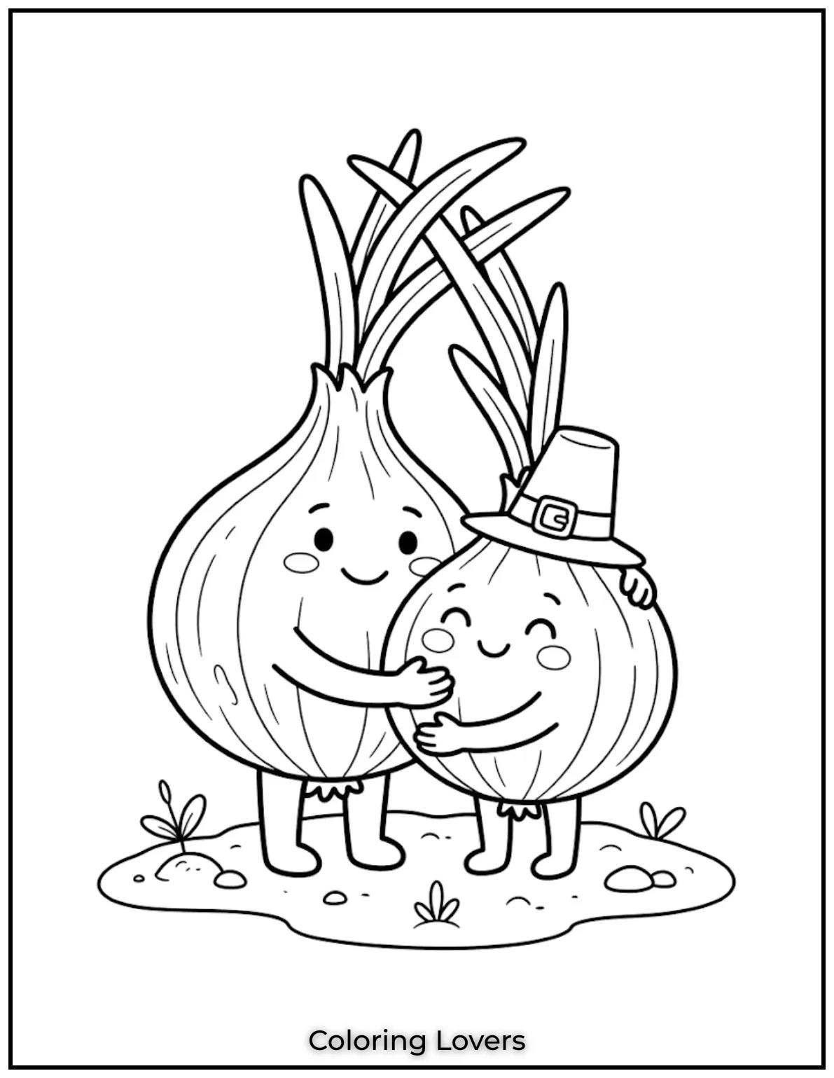 Friendly Onion Coloring Page