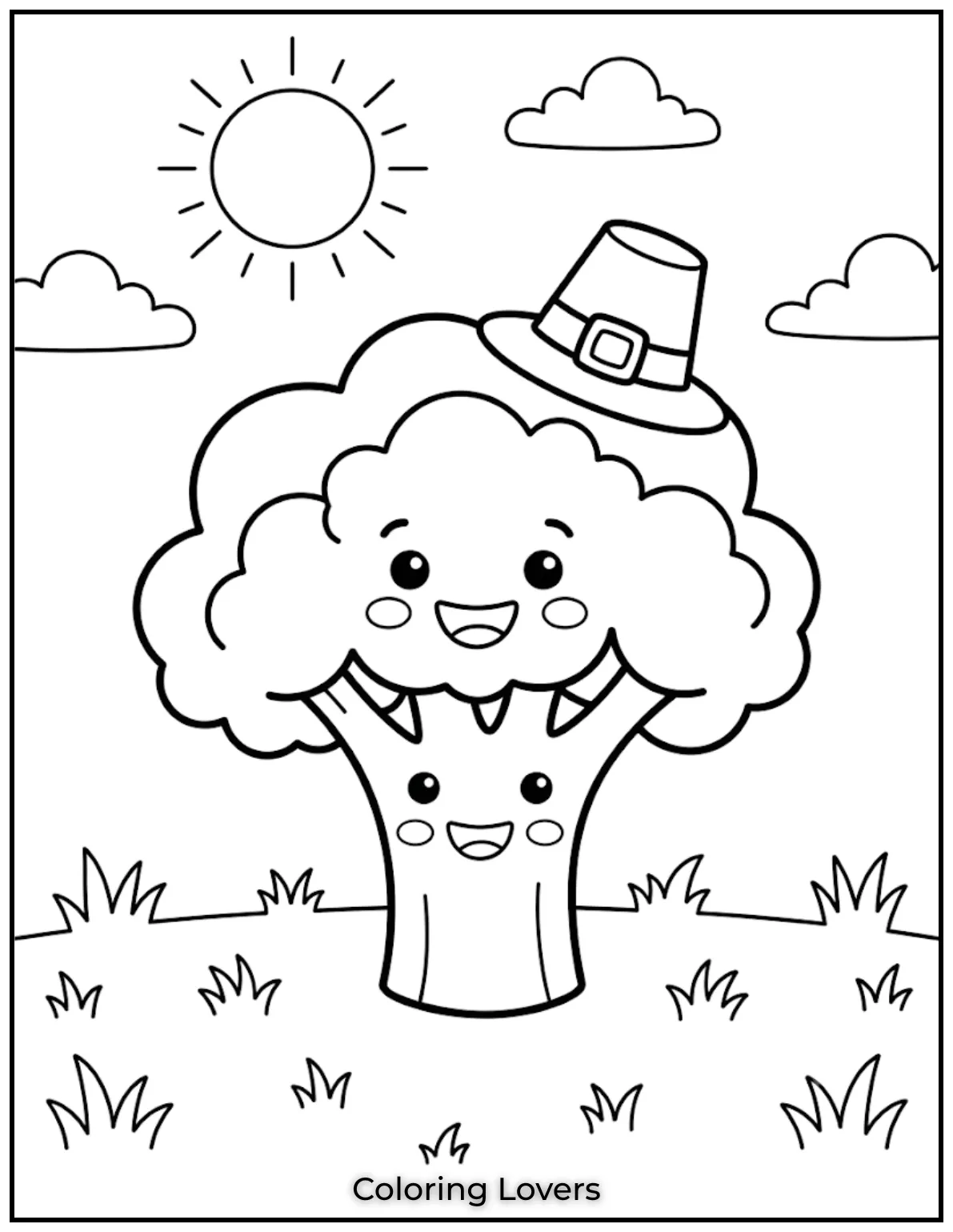 Happy Broccoli Coloring Page