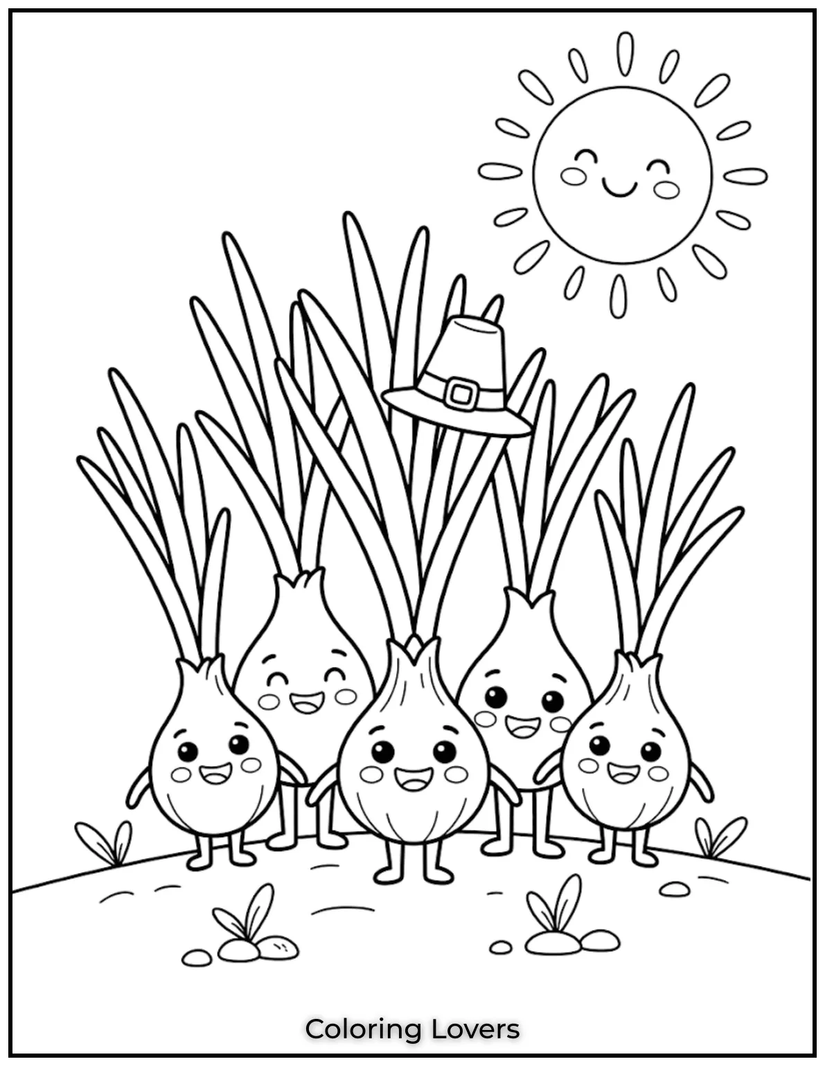 Happy Onion Coloring Page