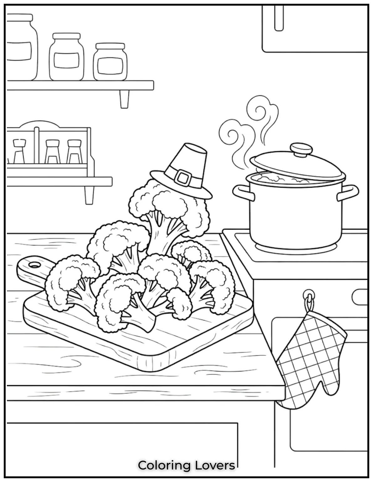 Kitchen Broccoli Coloring Page