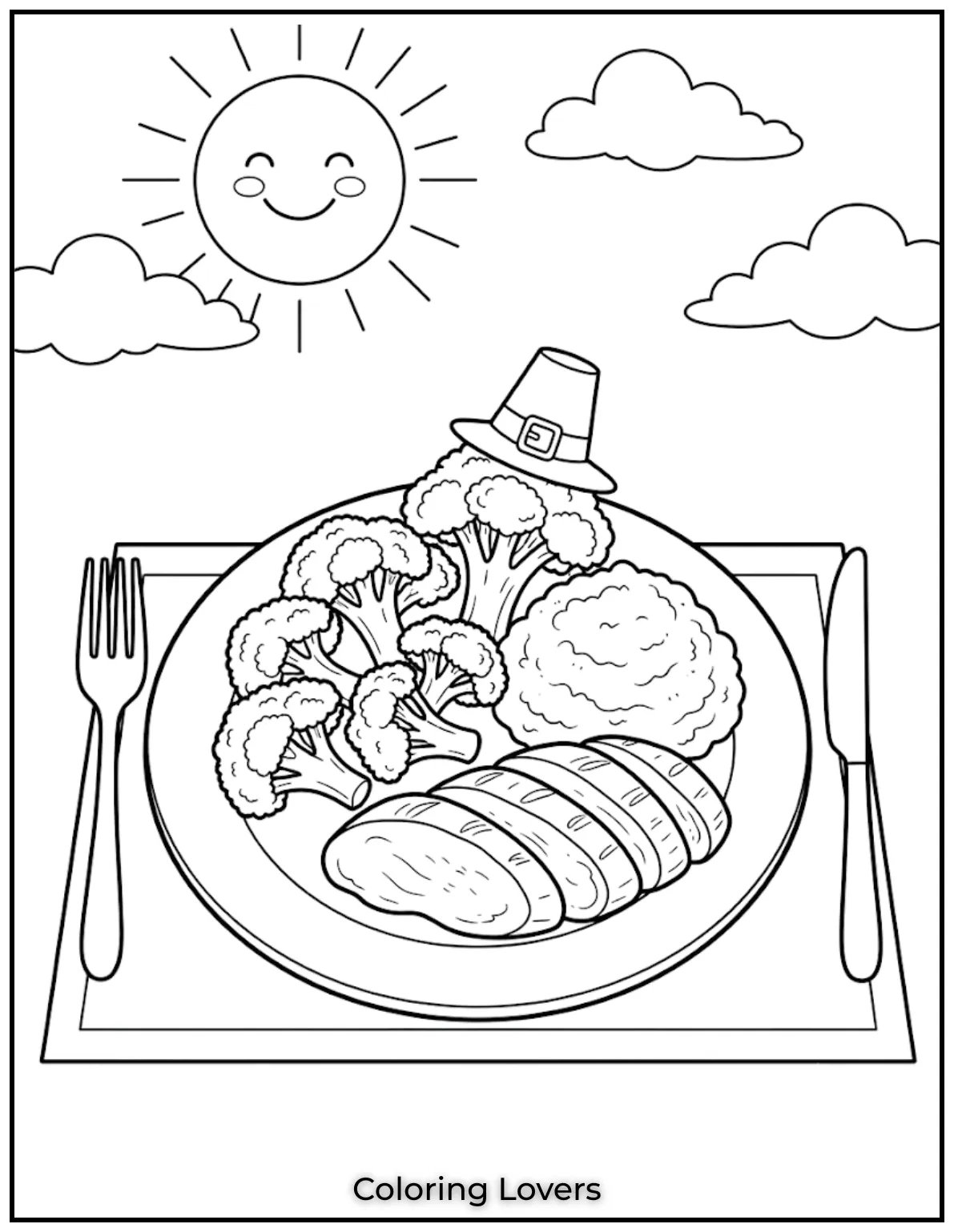 Lunch Broccoli Coloring Page