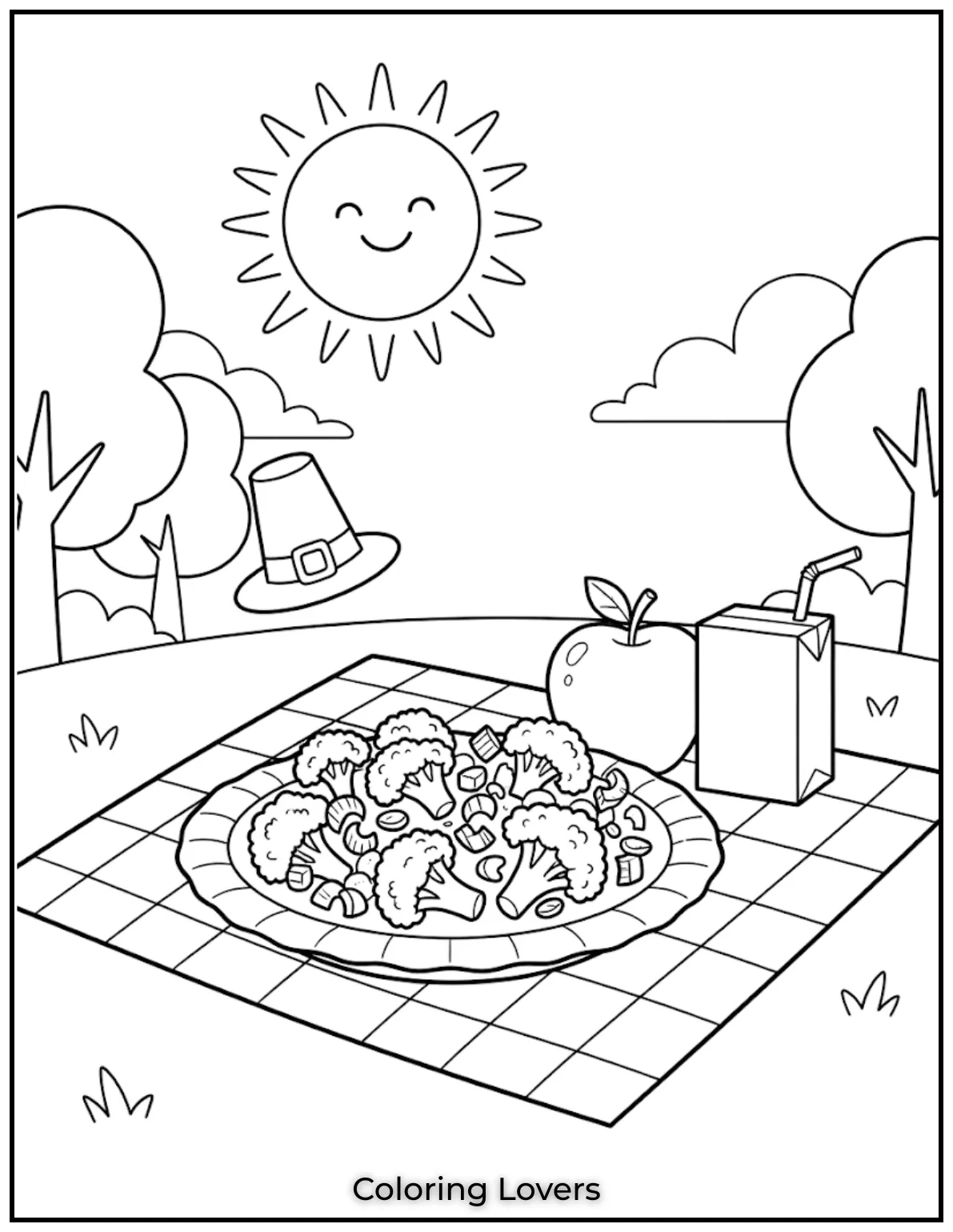Picnic Broccoli Coloring Page