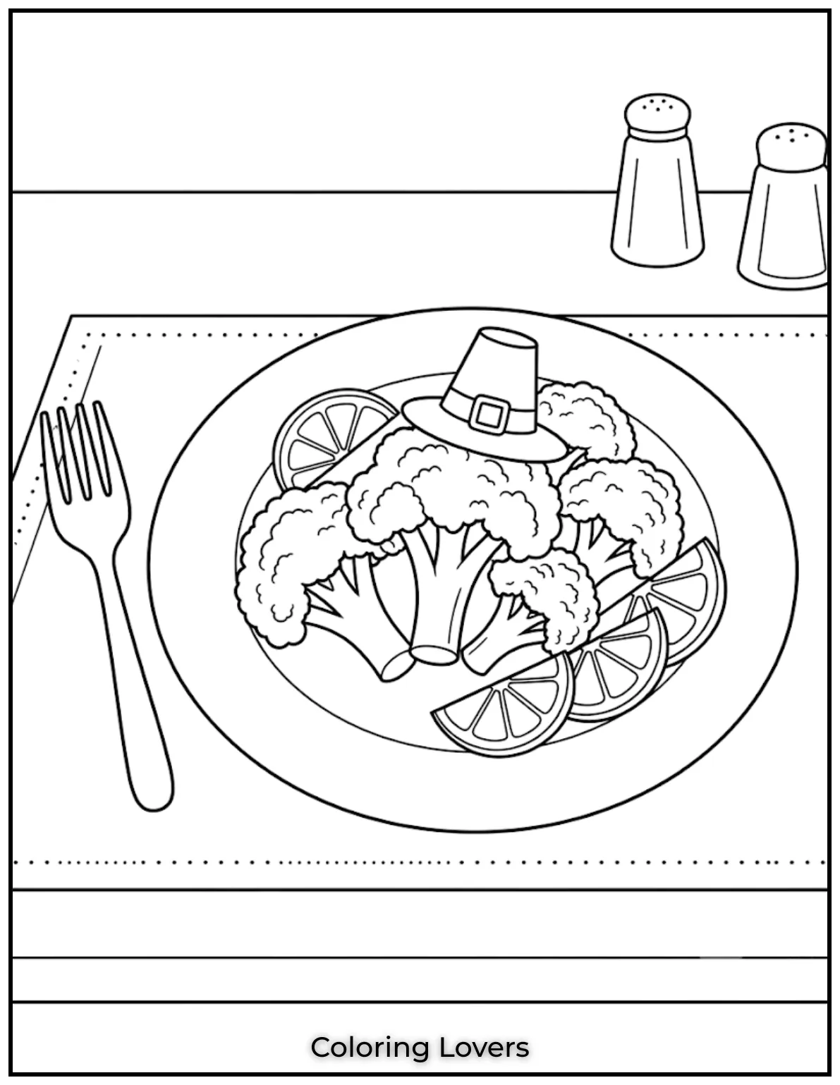 Plate Broccoli Coloring Page