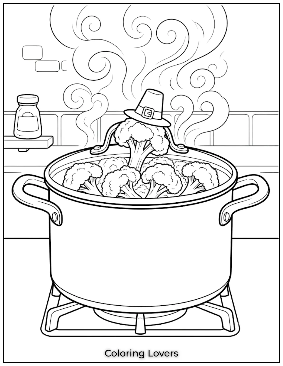 Pot Broccoli Coloring Page