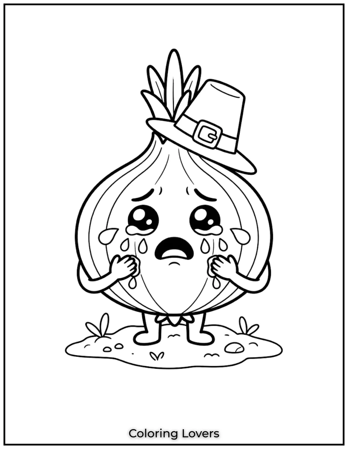 Sad Onion Coloring Page
