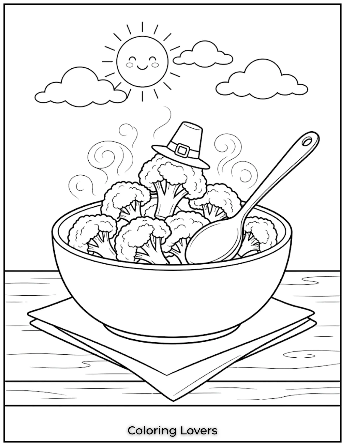 Serving Broccoli Coloring Page