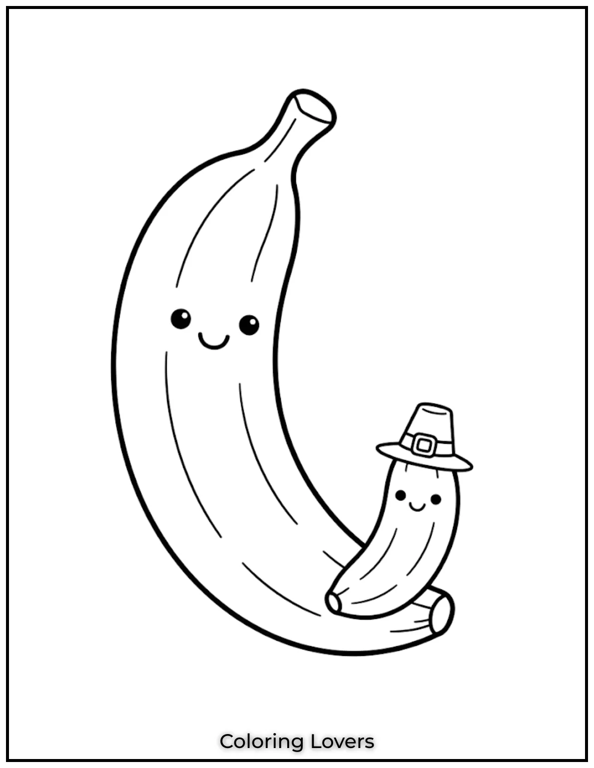 Joyful Banana Coloring Pages Everyone Will Love 6 Compare a tiny banana and giant banana while enjoying simple coloring fun with bold outlines and playful designs.
