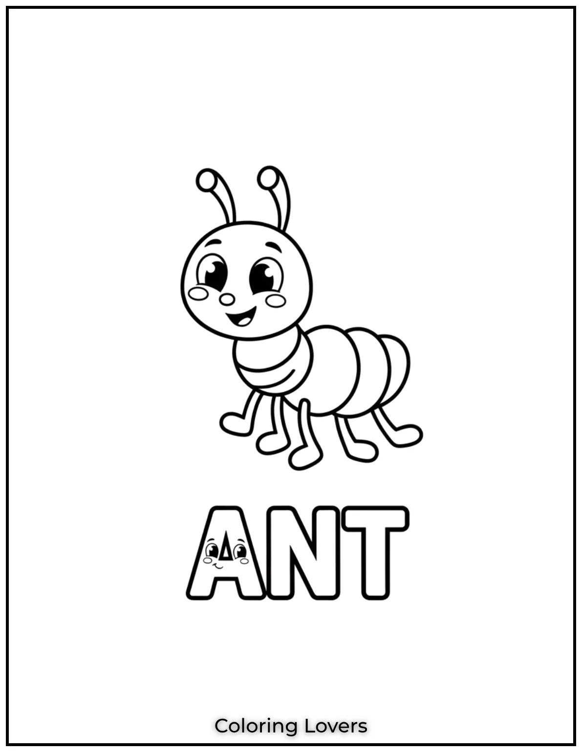 Letter A ant coloring page