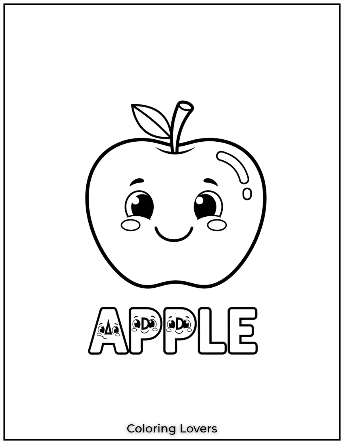 Letter A apple coloring page