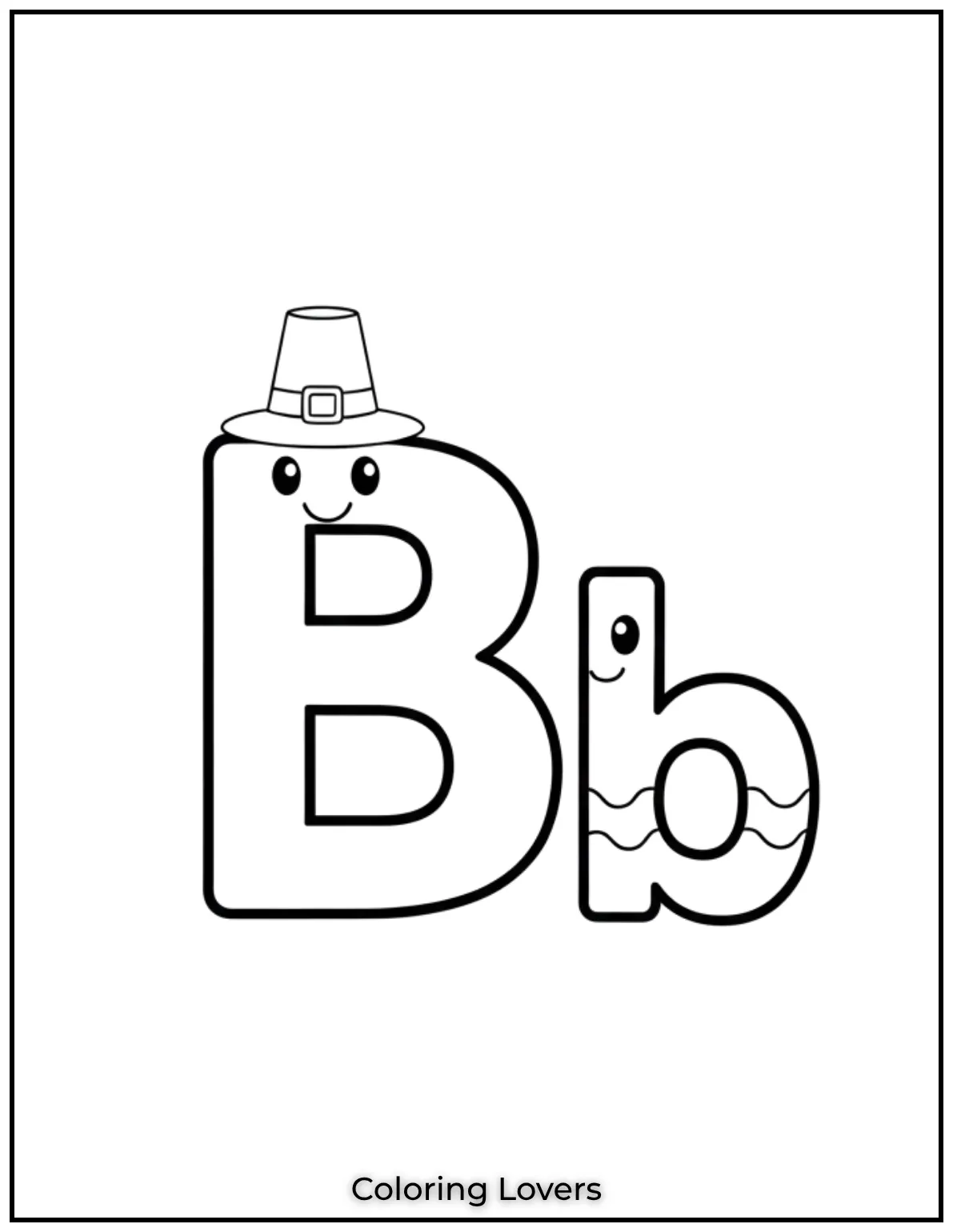 Letter B uppercase and lowercase coloring page