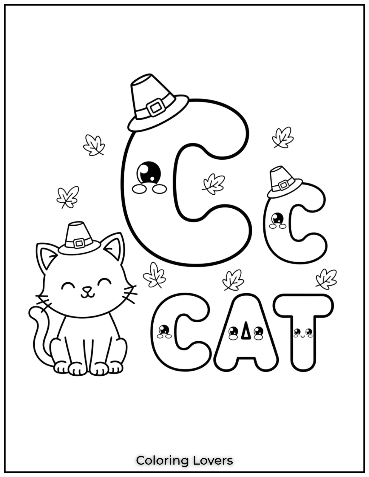 Letter C cat coloring page