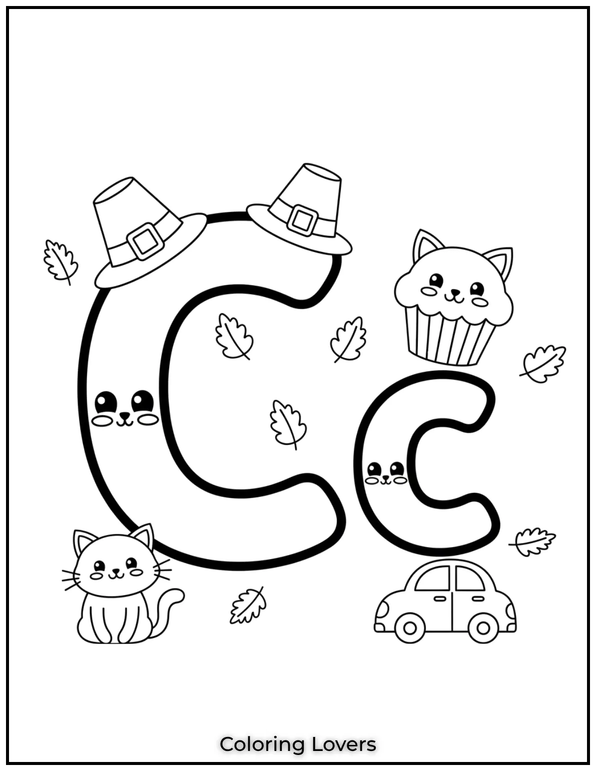 Letter C uppercase and lowercase coloring page