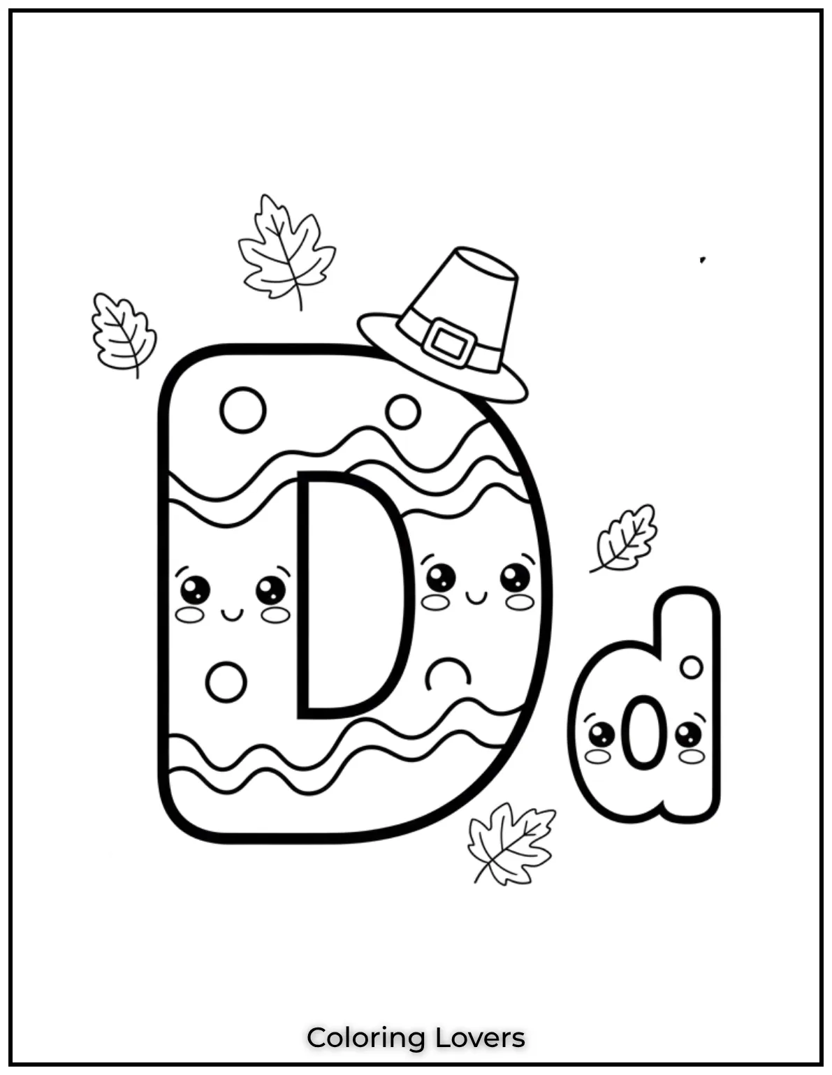 Letter D uppercase and lowercase coloring page