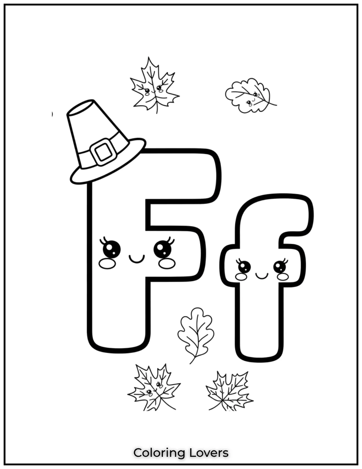 Letter F uppercase and lowercase coloring page