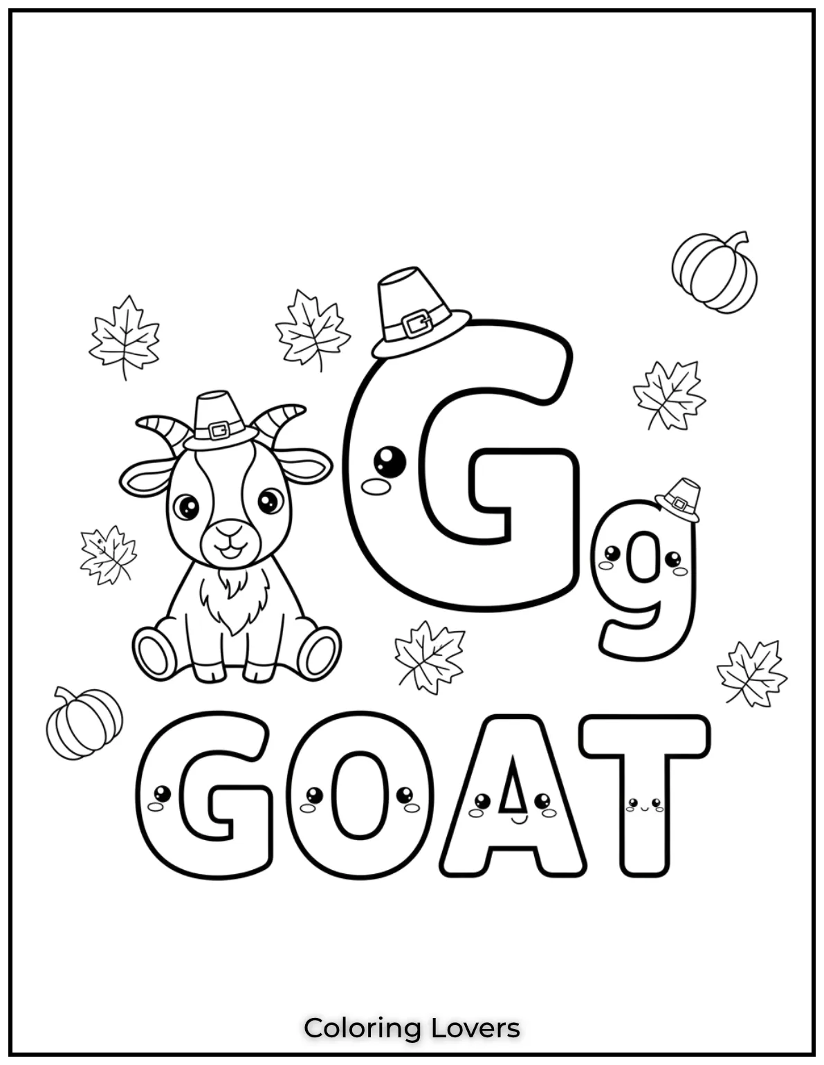 Letter G goat coloring page