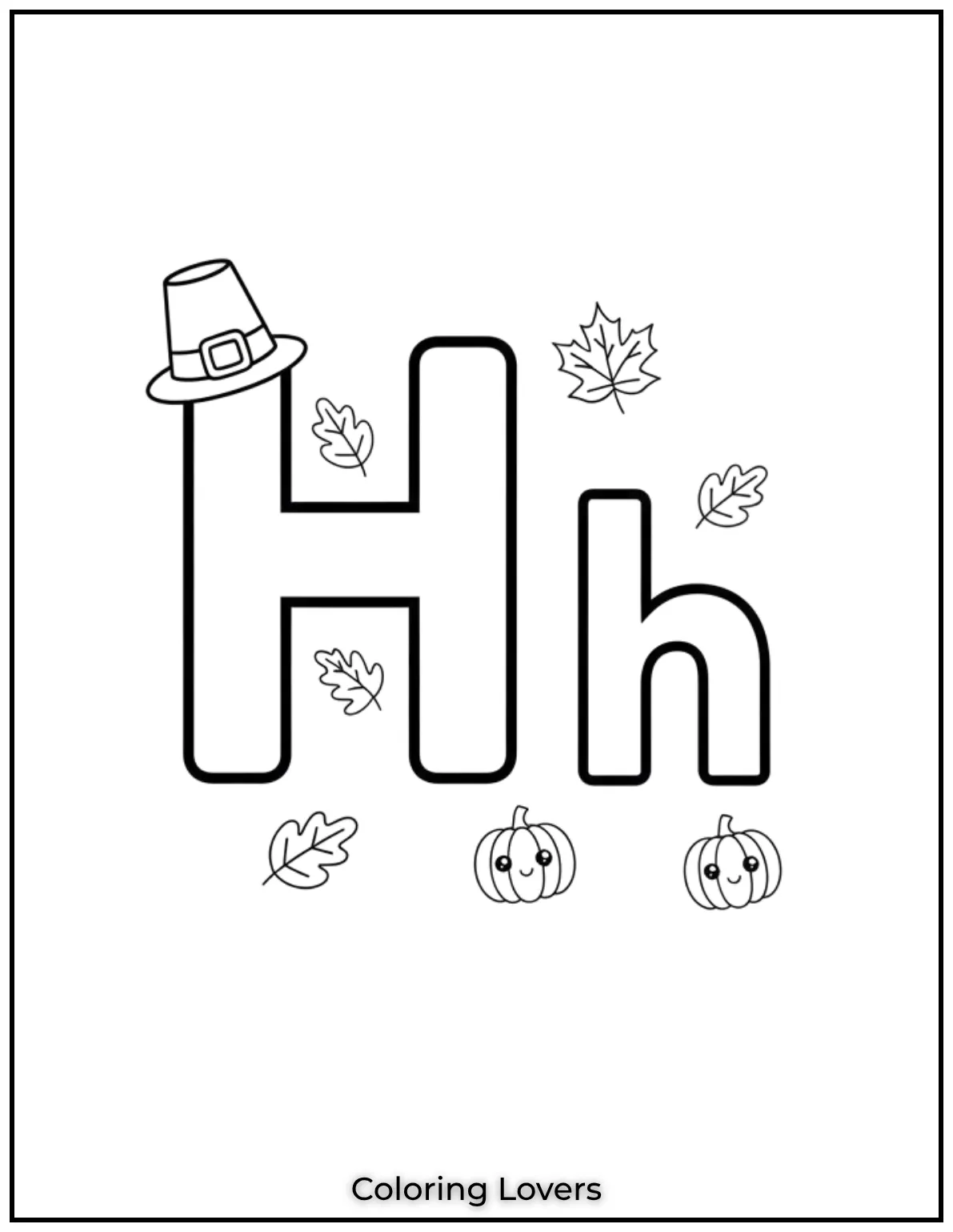 Letter H uppercase and lowercase coloring page