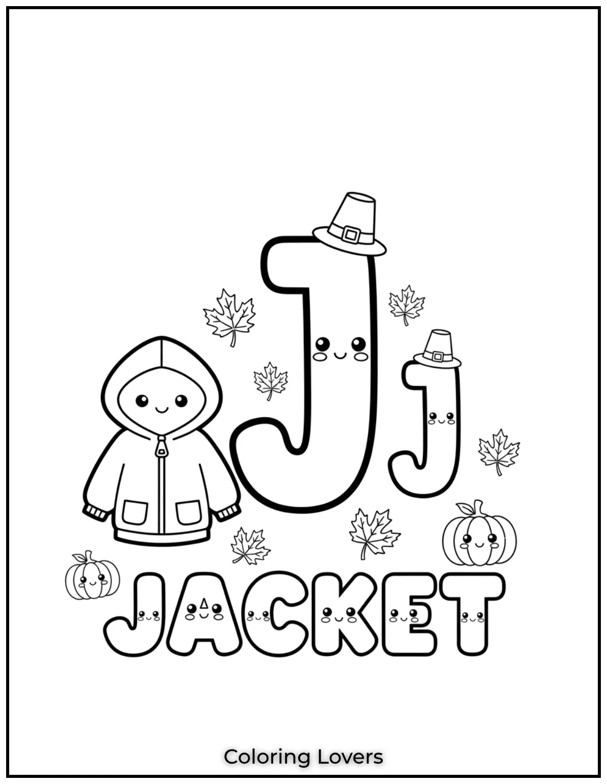 Letter J jacket coloring page for preschoolers