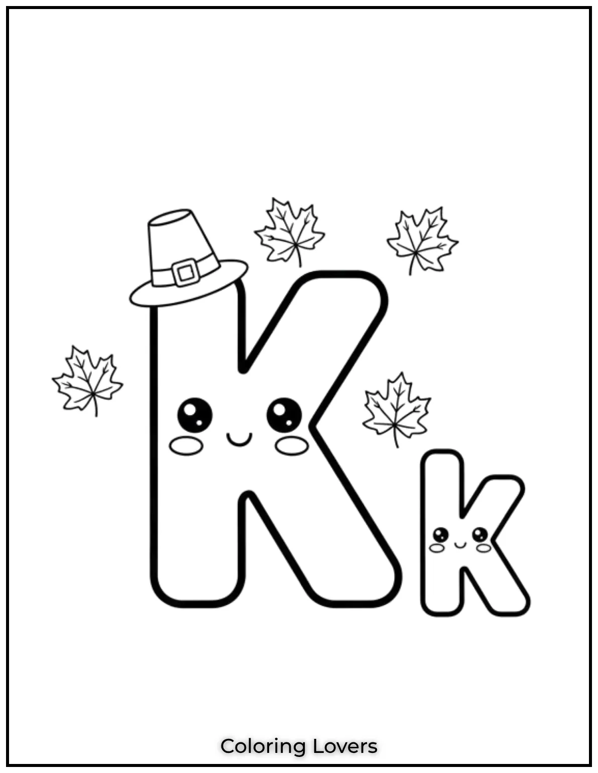 Letter K uppercase and lowercase coloring page
