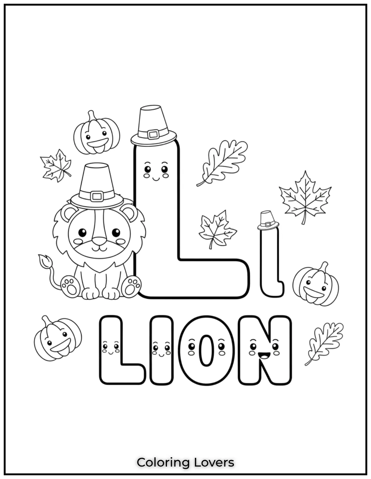 Letter L lion coloring page