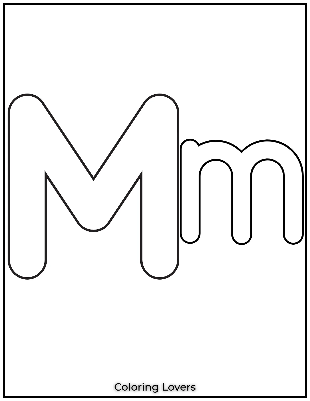 Letter M uppercase and lowercase coloring page