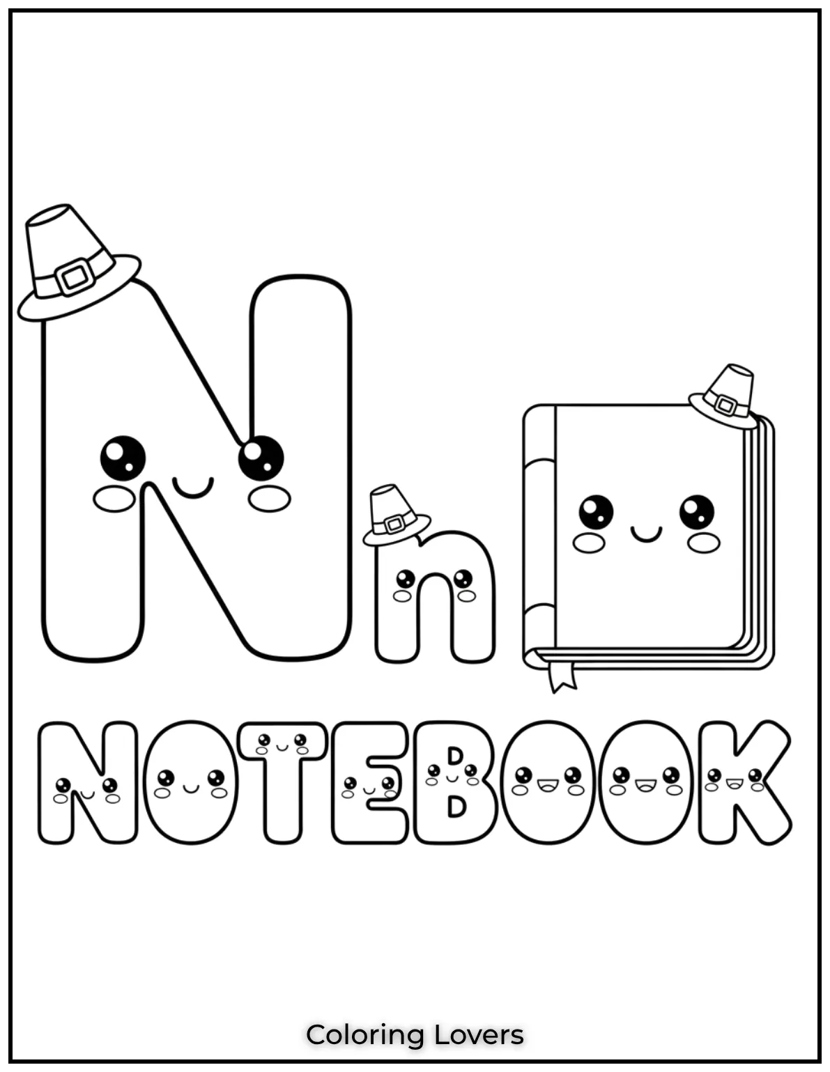 Letter N notebook coloring page