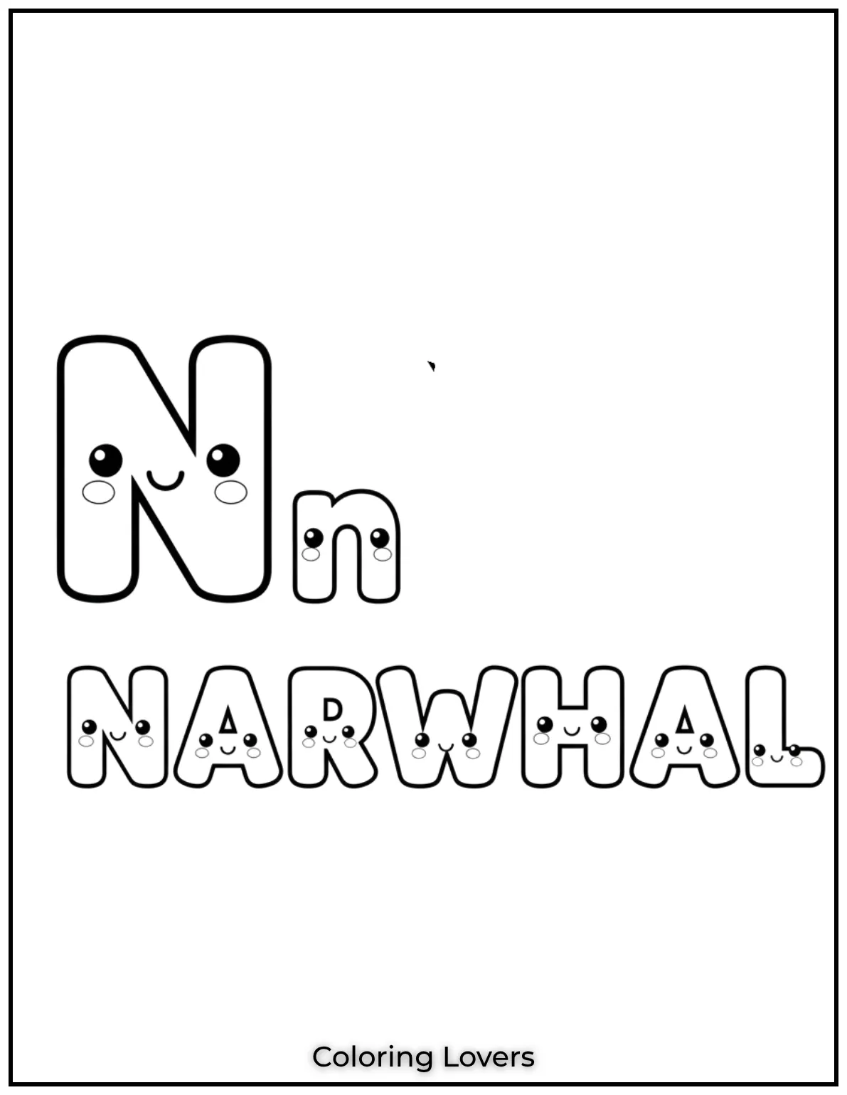 Letter N uppercase and lowercase coloring page