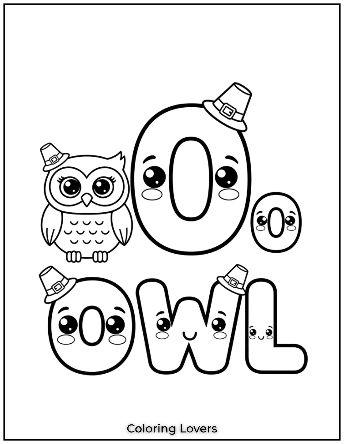 Letter O owl coloring page