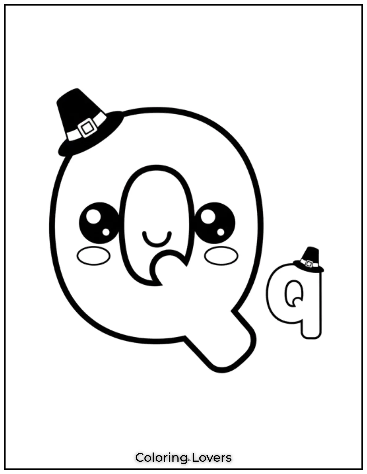 Letter Q uppercase and lowercase coloring page