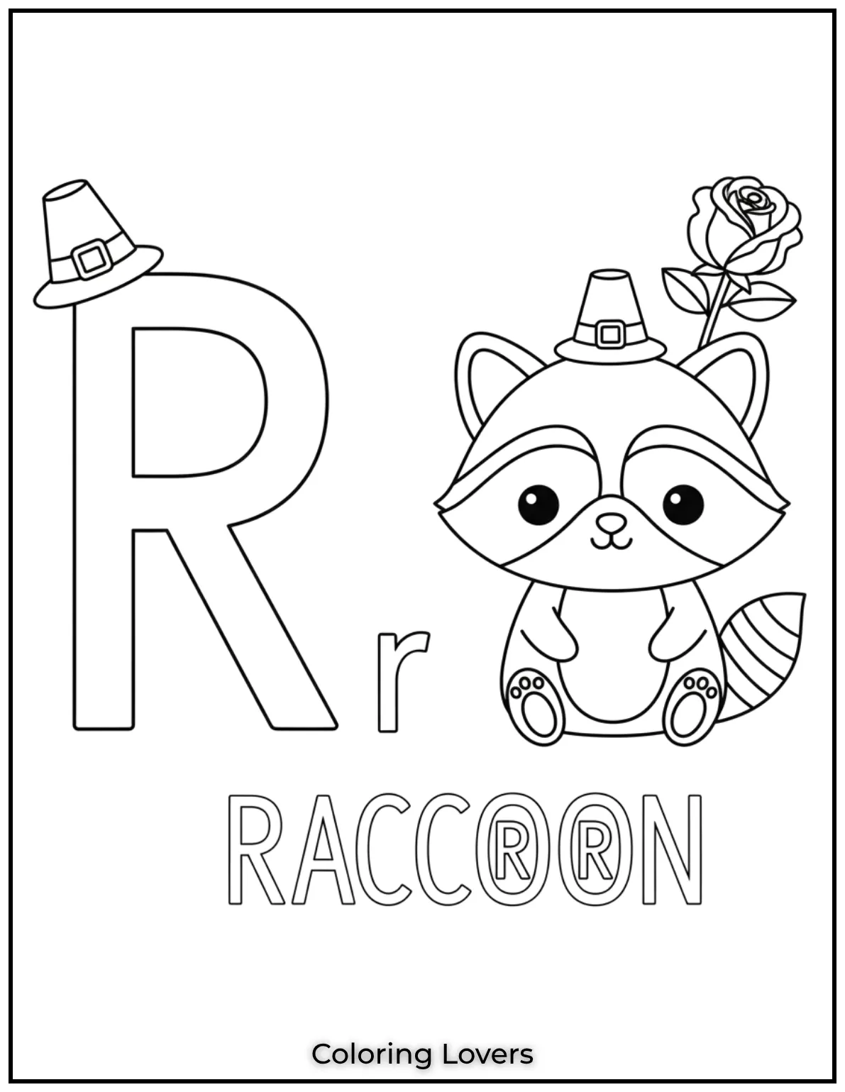 Letter R uppercase and lowercase coloring page