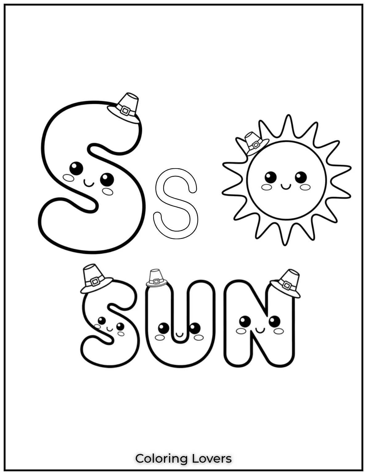 Letter S sun coloring page