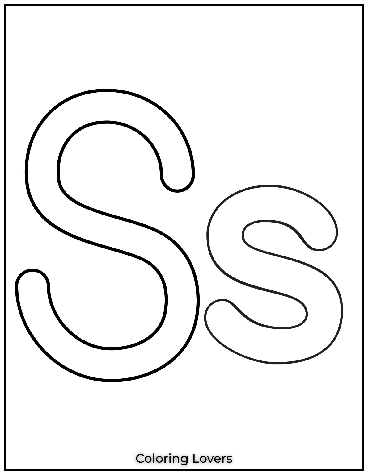 Letter S uppercase and lowercase coloring page 2
