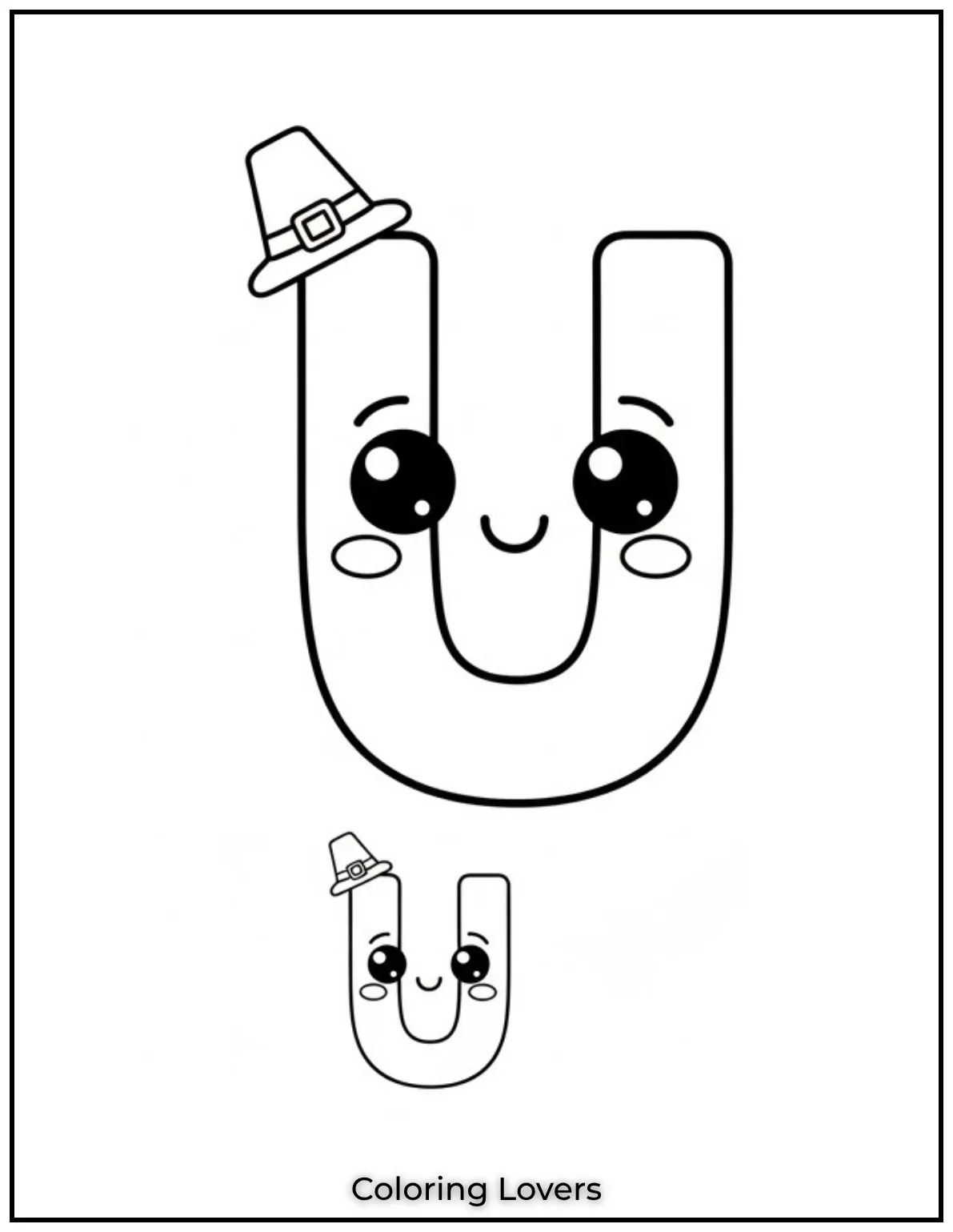 Letter U uppercase and lowercase coloring page