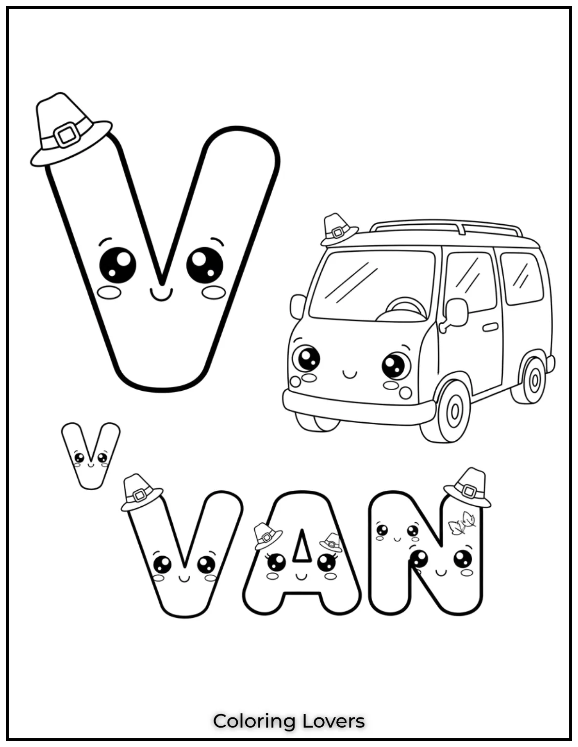 Letter V uppercase and lowercase coloring page