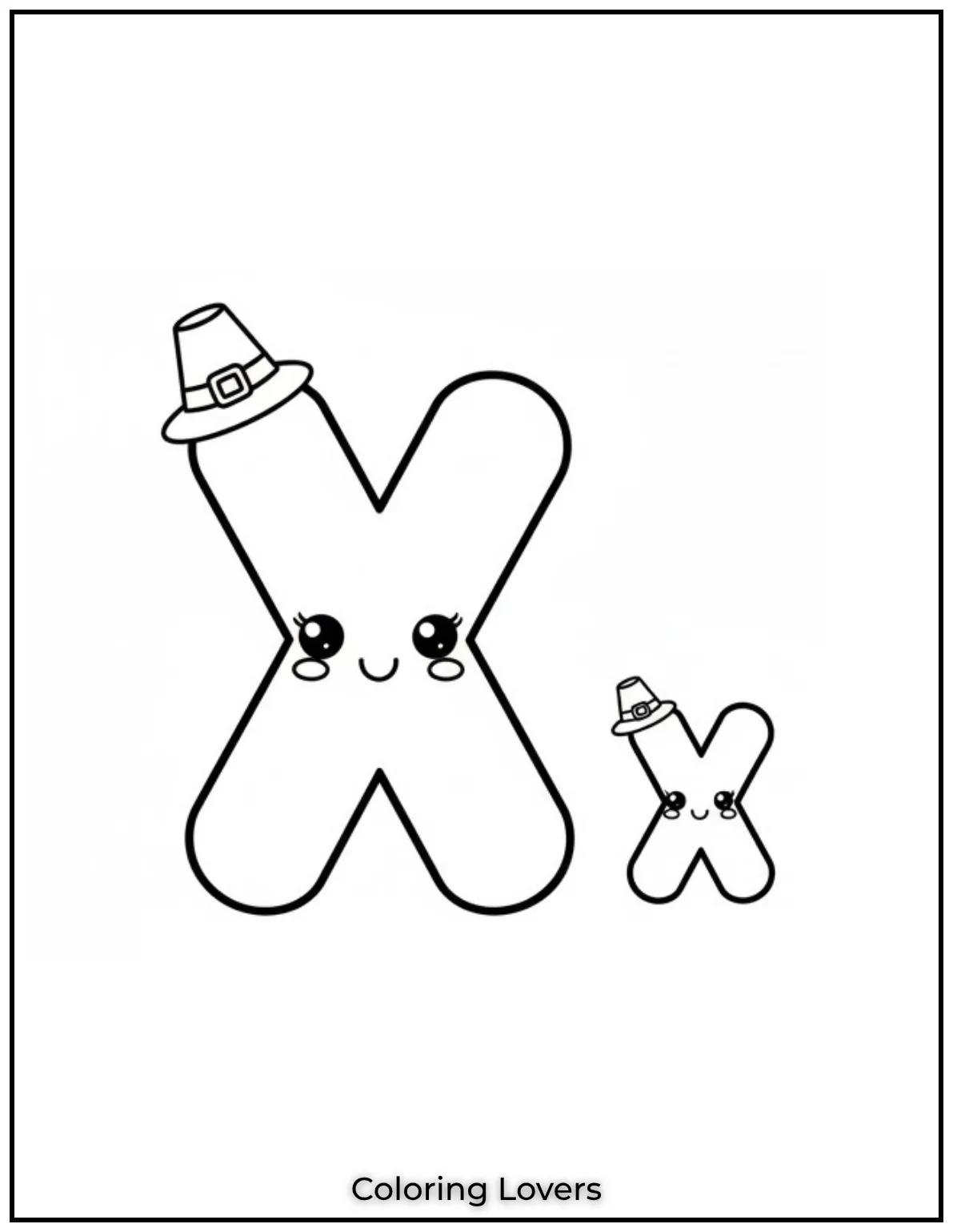 Letter X uppercase and lowercase coloring page