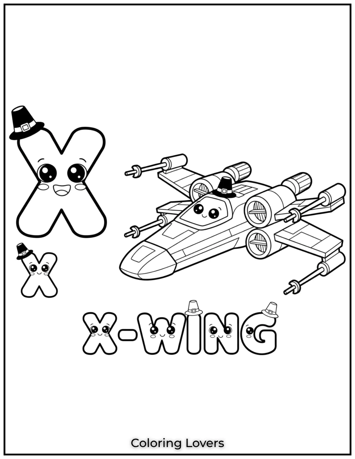 Letter X x wing coloring page