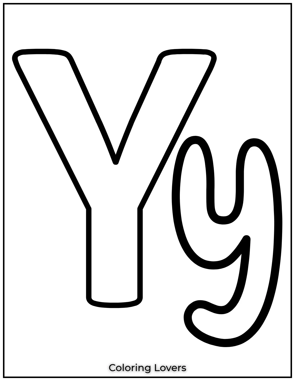 Letter Y uppercase and lowercase coloring page
