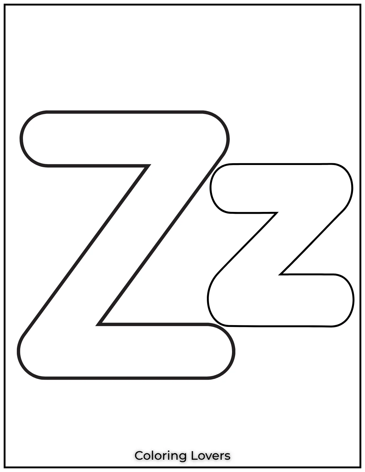Letter Z uppercase and lowercase coloring page